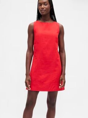 GAP Linen Mini Shift Dress Red S Tall